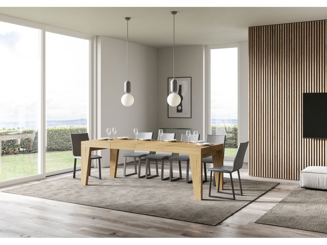 Mesa de Jantar Extensível 90X120/224 Cm Naxy Premium Carvalho Natural ITAMOBY