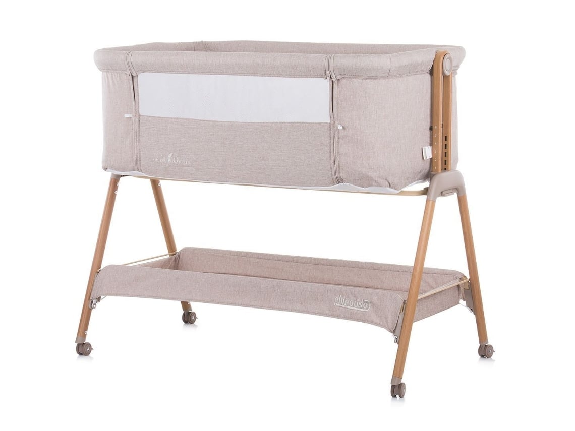 Berço Co-Sleeping com Rodas de Borracha Bem Dreams By CHIPOLINO Madeira Mocca