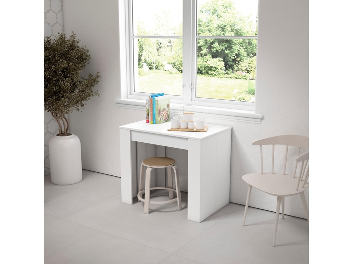 Mesa Consola Extensível SKRAUT HOME 300 para 14 pessoas Branco (58 x 90 x 77 cm)