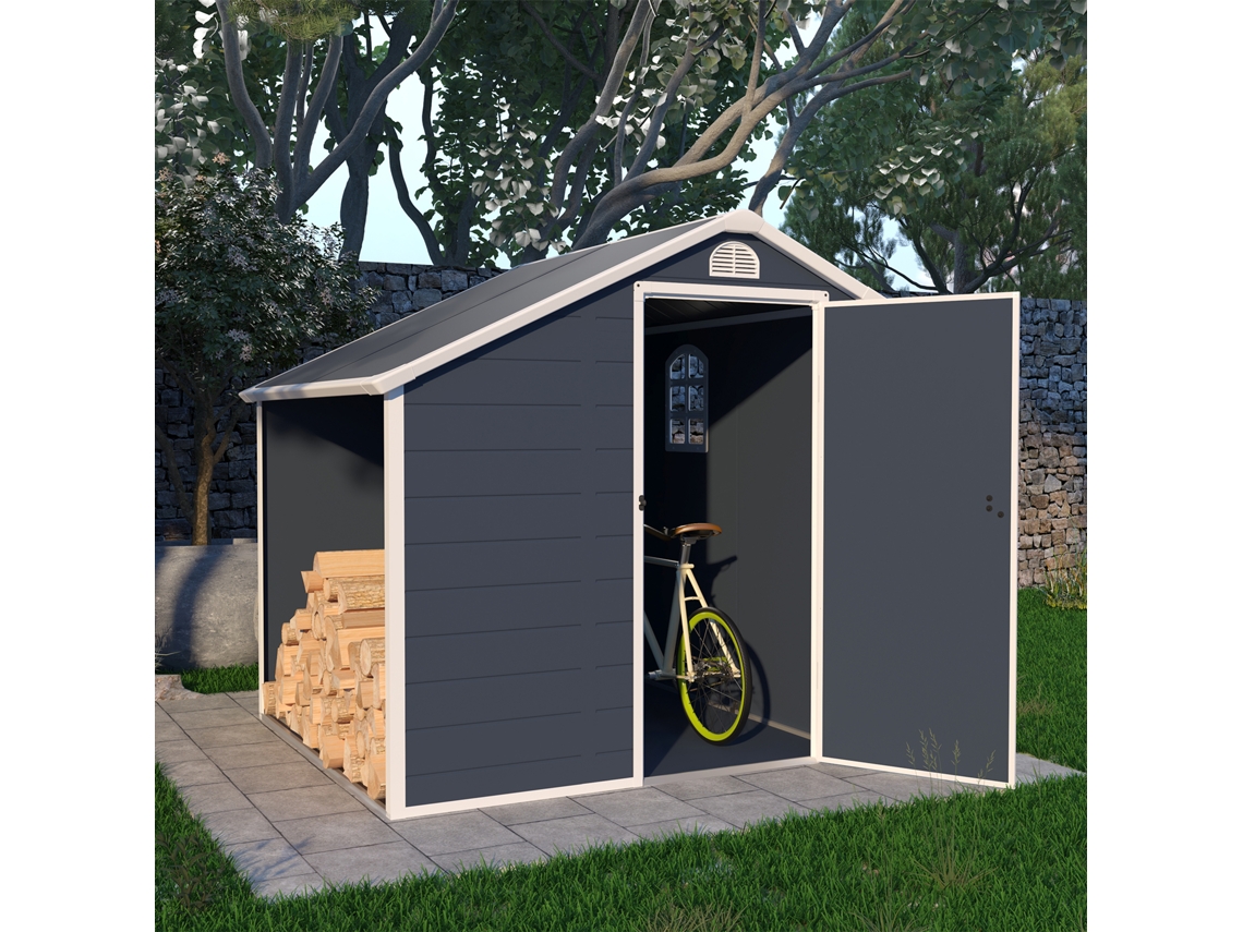 Abrigo de Resina GARDIUN Sylvana A 3 92 m² Con Leñero 204x192x204 cm Antracita