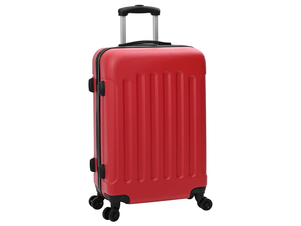 Conjunto 3 De Malas De Viagem Retangulares Em Policarbonato Vidaxl Vermelho Plástico