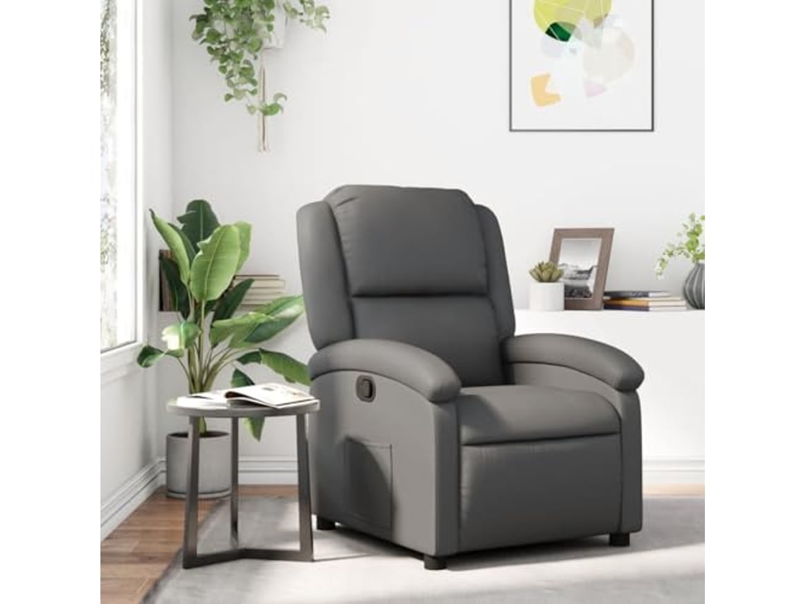 Poltrona reclinável couro VIDAXL artificial cinzento