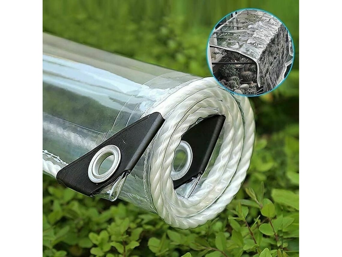 Lona Transparente Pvc Com Olhais, Impermeável Resistente A Rasgos E Ao Vento Para Estufa De Plantas 1,2 M X 3 M Hanbing