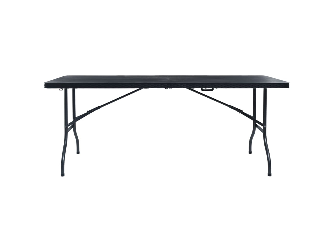 Mesa Dobrável 180x75x72 Cm Pead Imitação Vime Preto