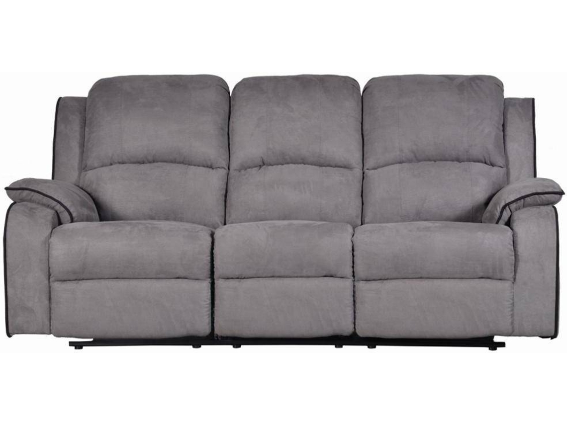 Sofá Relax Hernani VENTE-UNIQUE (Cinzento - Tecido e Veludo - 210x96x99 cm)