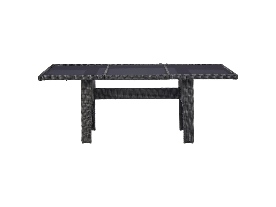 Mesa De Jantar Jardim 200x100x74 Cm Vidro E Vime Pe Preto