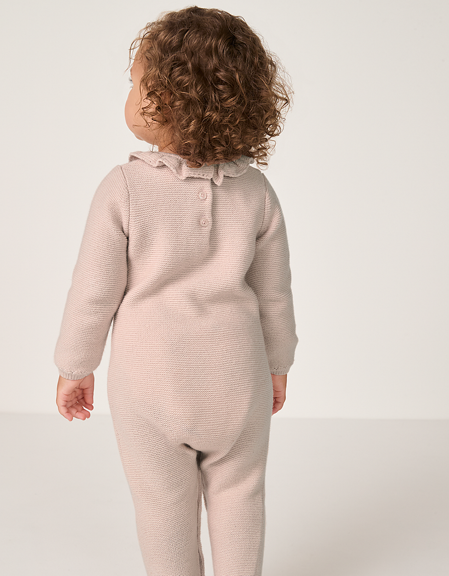 Organic Cotton Wool Pointelle Knitted Romper (0–24mths)