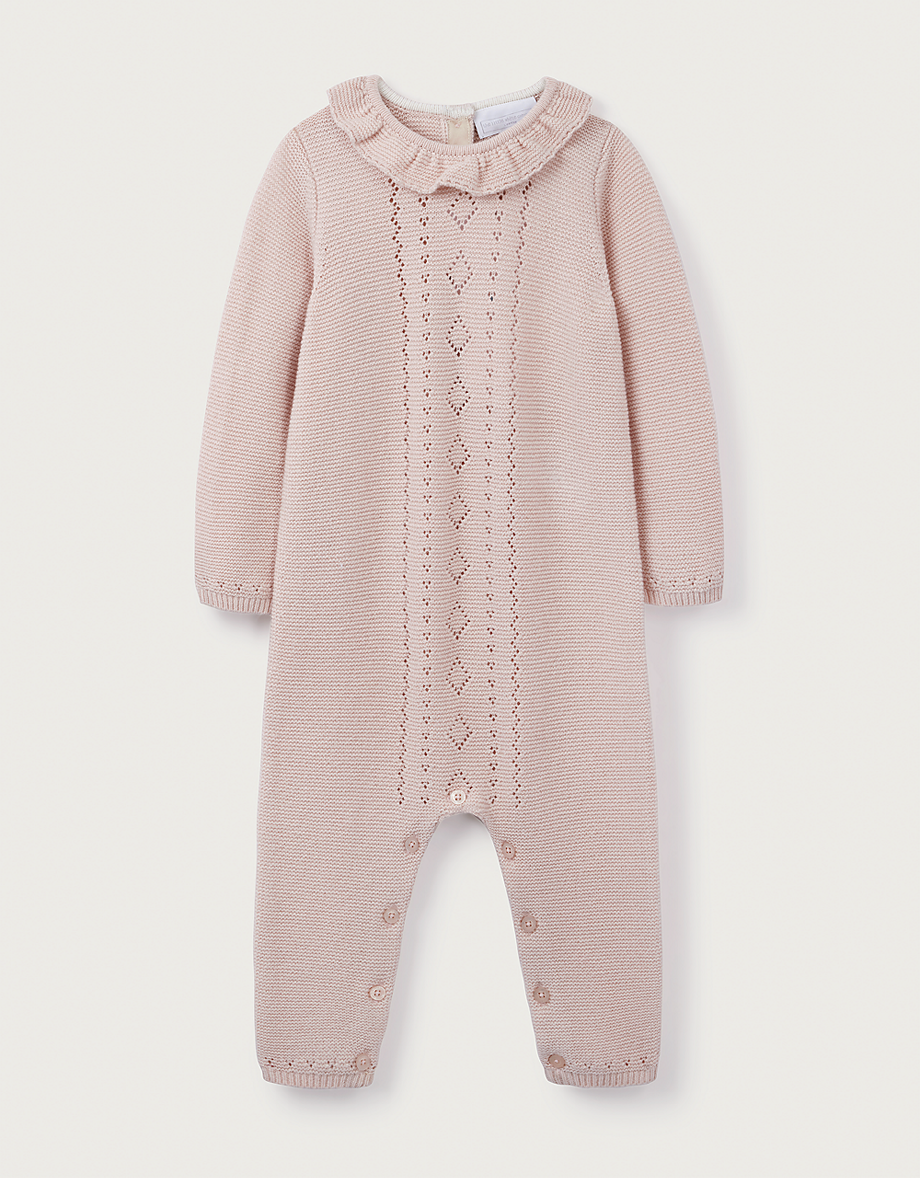 Organic Cotton Wool Pointelle Knitted Romper (0–24mths)