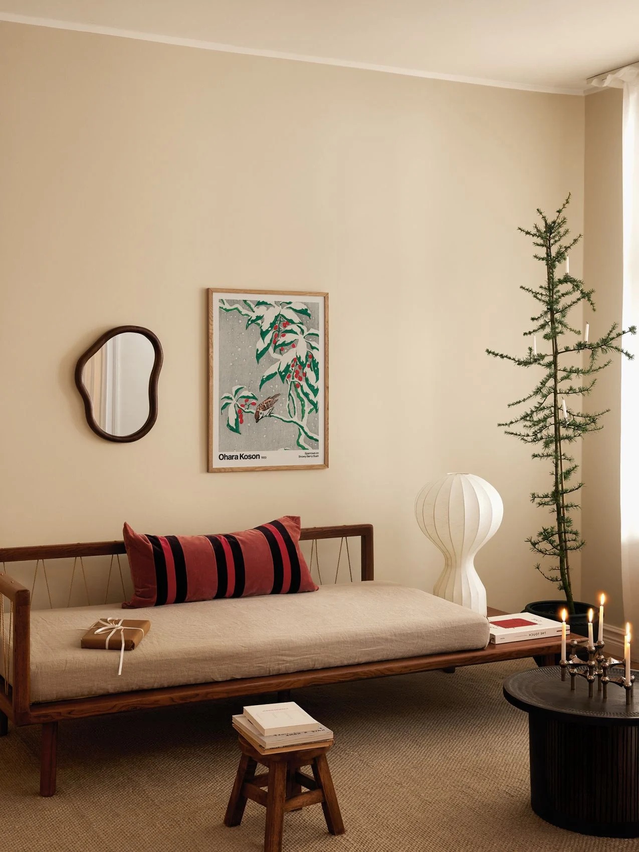 Sparrows on Snowy Berry Busch by Ohara Koson Poster