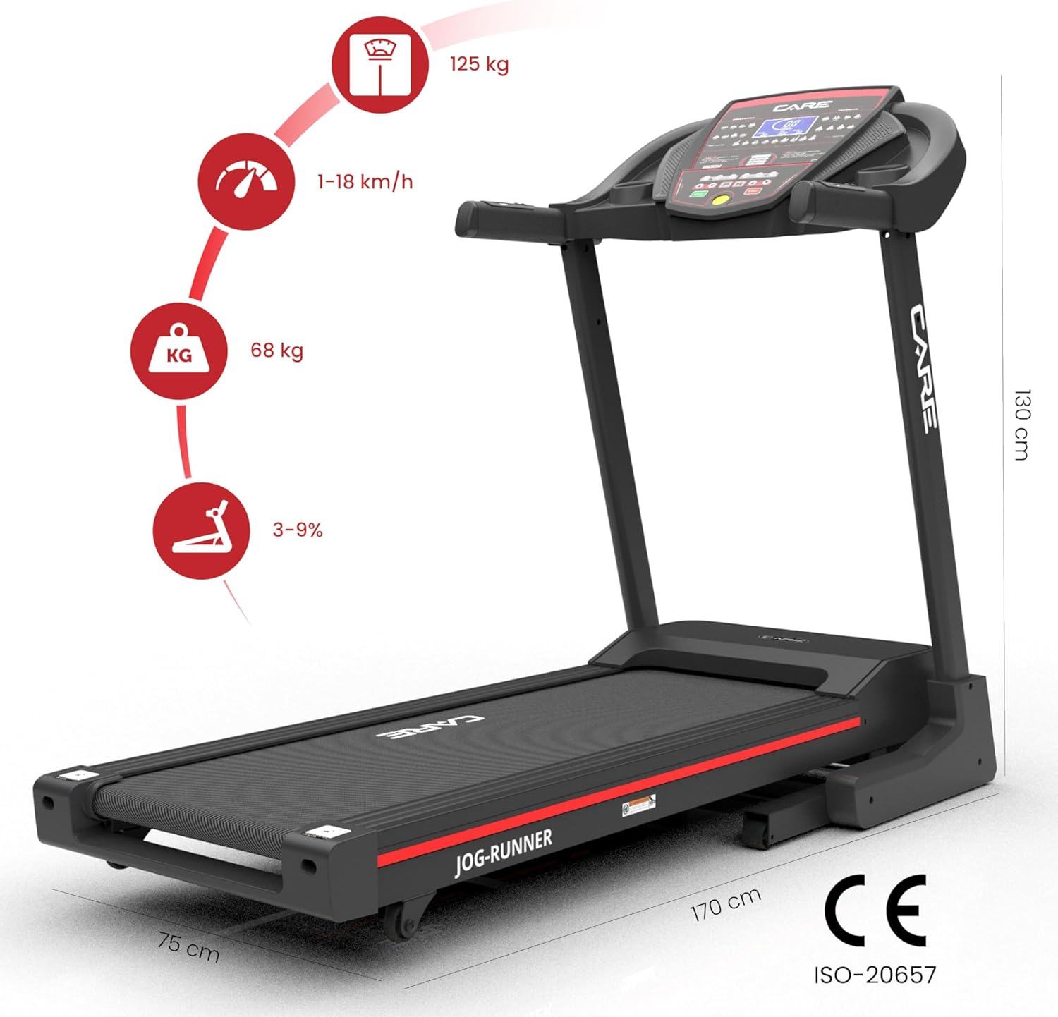- Tapis de Course Connecté Jog Runner - Tapis de Marche Électrique Inclinable et Pliable - Jusqu'à 18km/h - 18 Niveaux d'Inclinaison - 25 Programmes