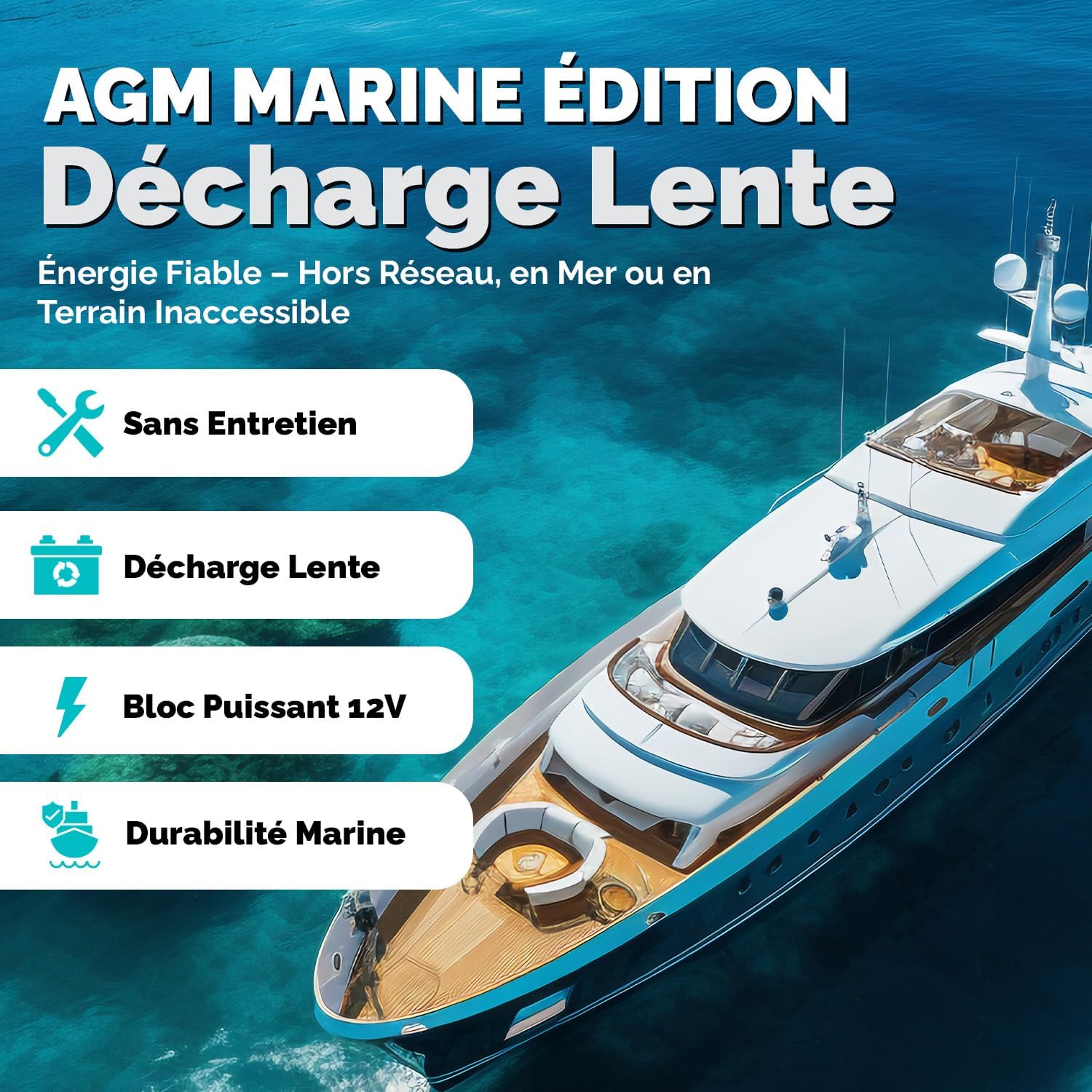Batterie AGM 100Ah 12V Décharge Profonde Sans Entretien Étanche – Accumulateur Idéal pour Panneaux Solaires, Camping-Car, Voiture, Bateau, Fourgon Aménagé, Systèmes Photovoltaïques, Énergie Solaire,