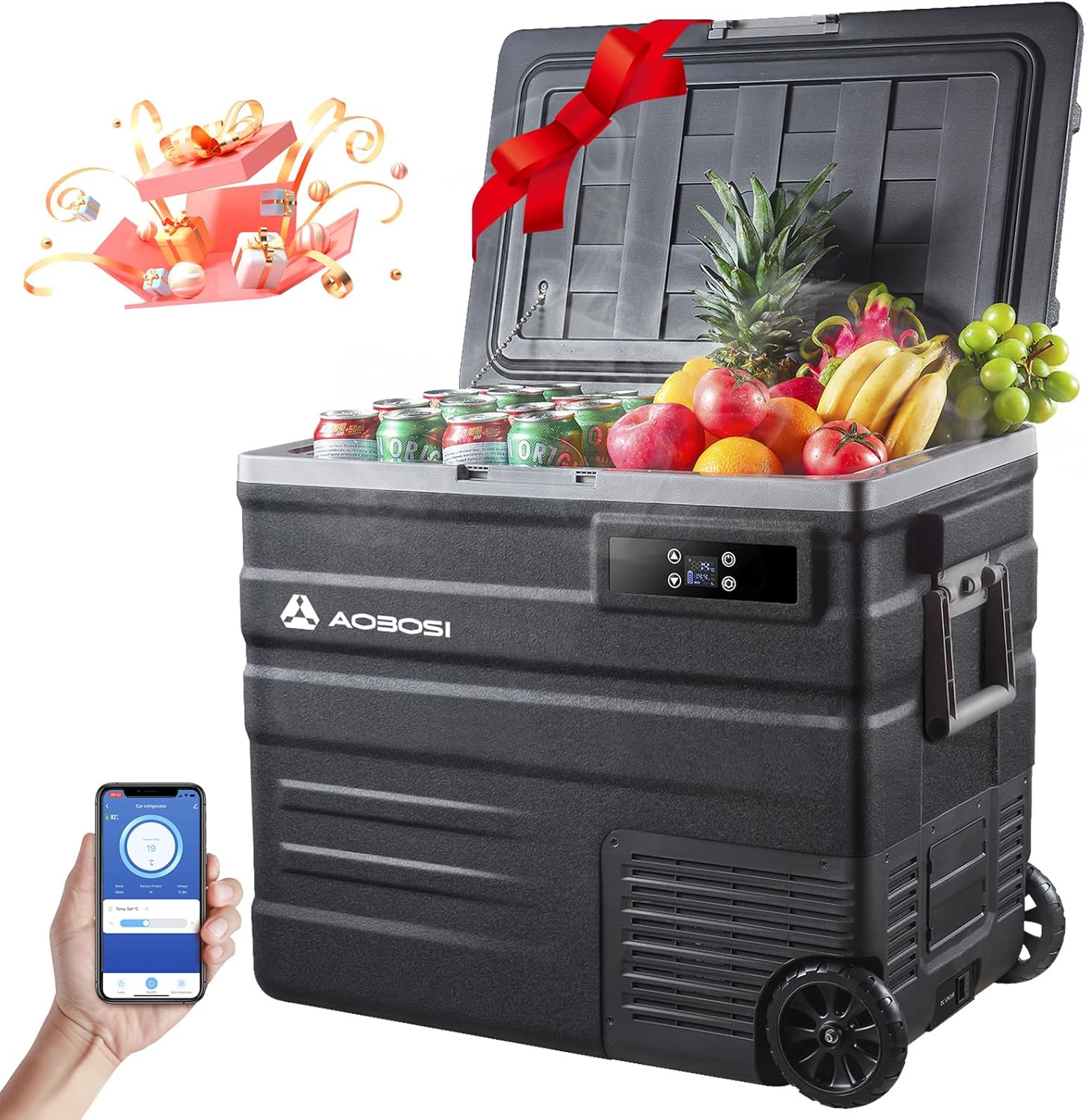 45L Glacière à Compresseur,Glaciere Électrique -20℃ à 20℃,Frigo Camion APP&Bouton Contrôle,12/24V DC et 100-240V AC Glaciere Camping Pour Voiture,Camion,Bateau et Prise De Courant -
