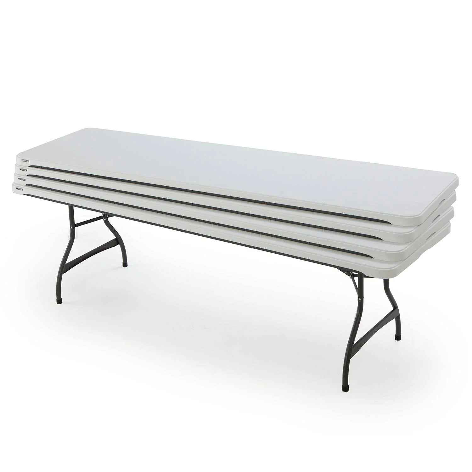 Lot de 4 tables pliantes commerciales empilables de 8 pieds - Blanc (80344)