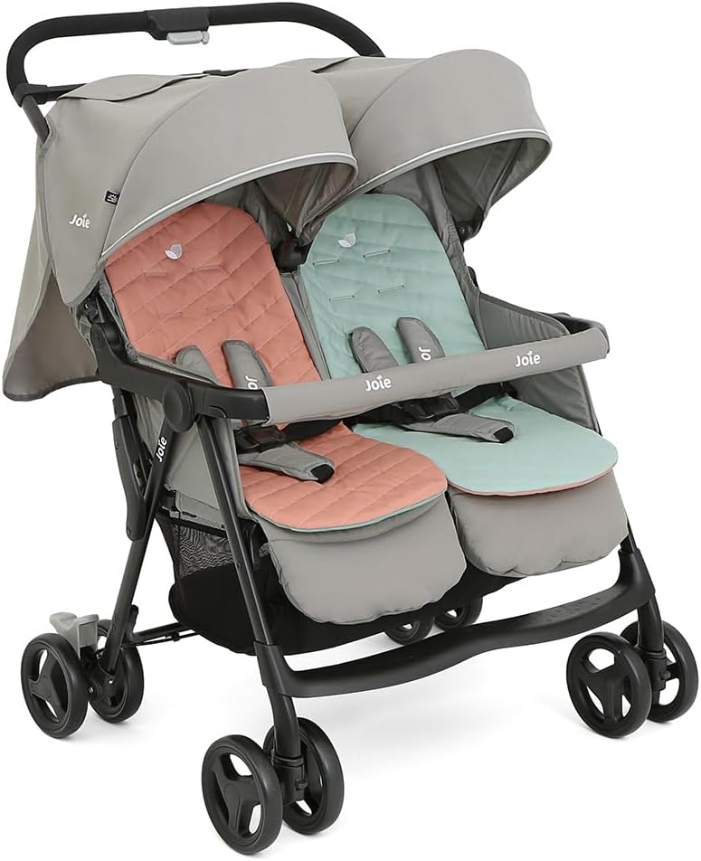 Joie - Aire™ Twin - Poussette Double - Sièges Inclinables Indépendants - Harnais 5 Points - Suspension 4 Roues - Pliage Facile Et Compact - Capotes UPF 50+ - Dès la Naissance