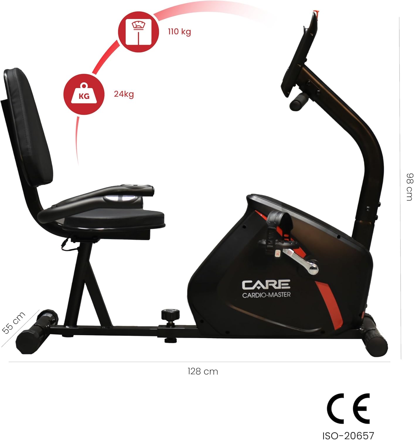- Velo d'appartement - Cardio Master Connecté - Réglable & Confortable - Pédales Sanglées - Résistance Magnétique - 21 Programmes