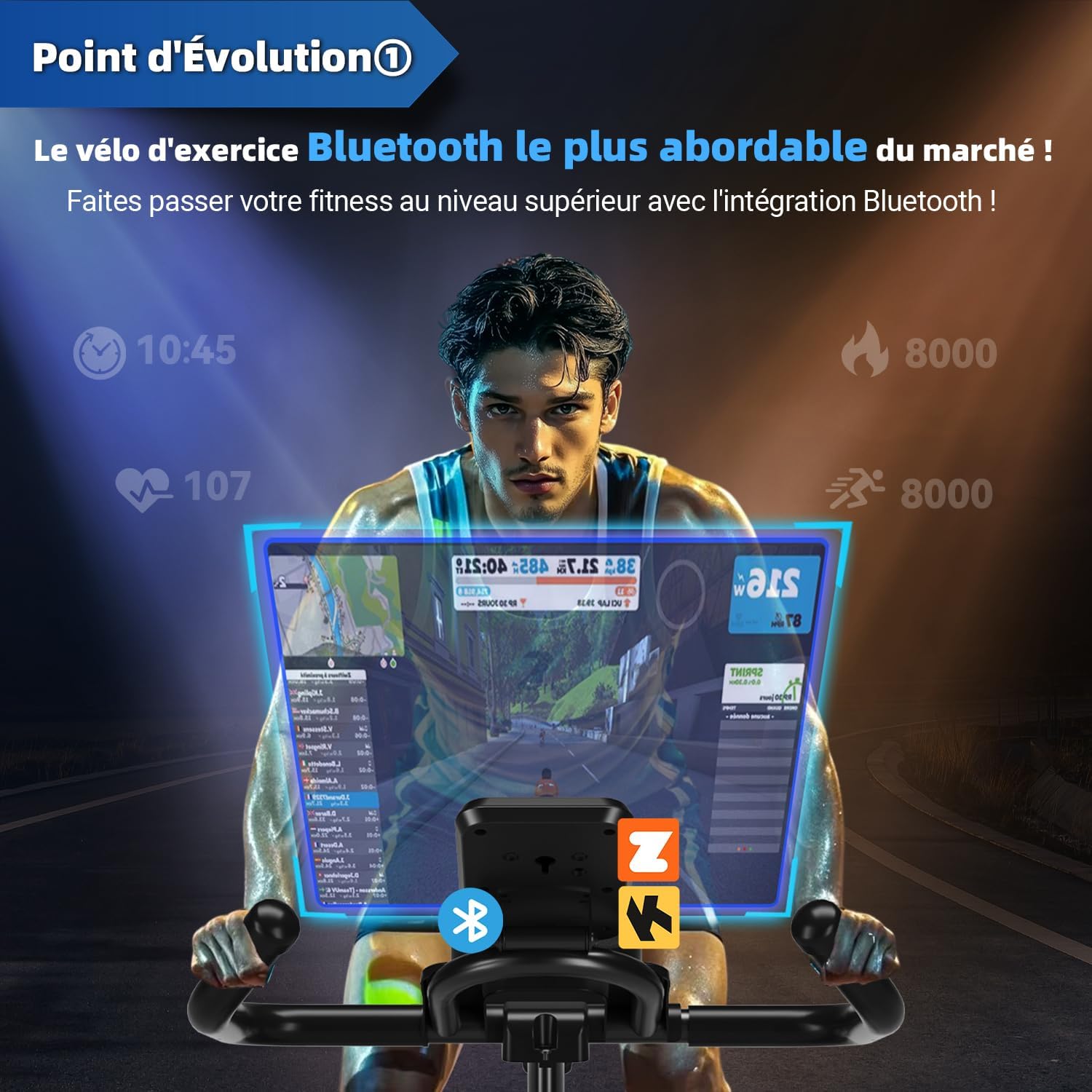 Velo d Appartement Silencieux avec Résistance Magnétique Réglable, Vélo d'appartement avec APP, Vélo d'exercice Moniteur LCD, Siège Confortable, Pour Entraînement Cardio, Capacité 160KG