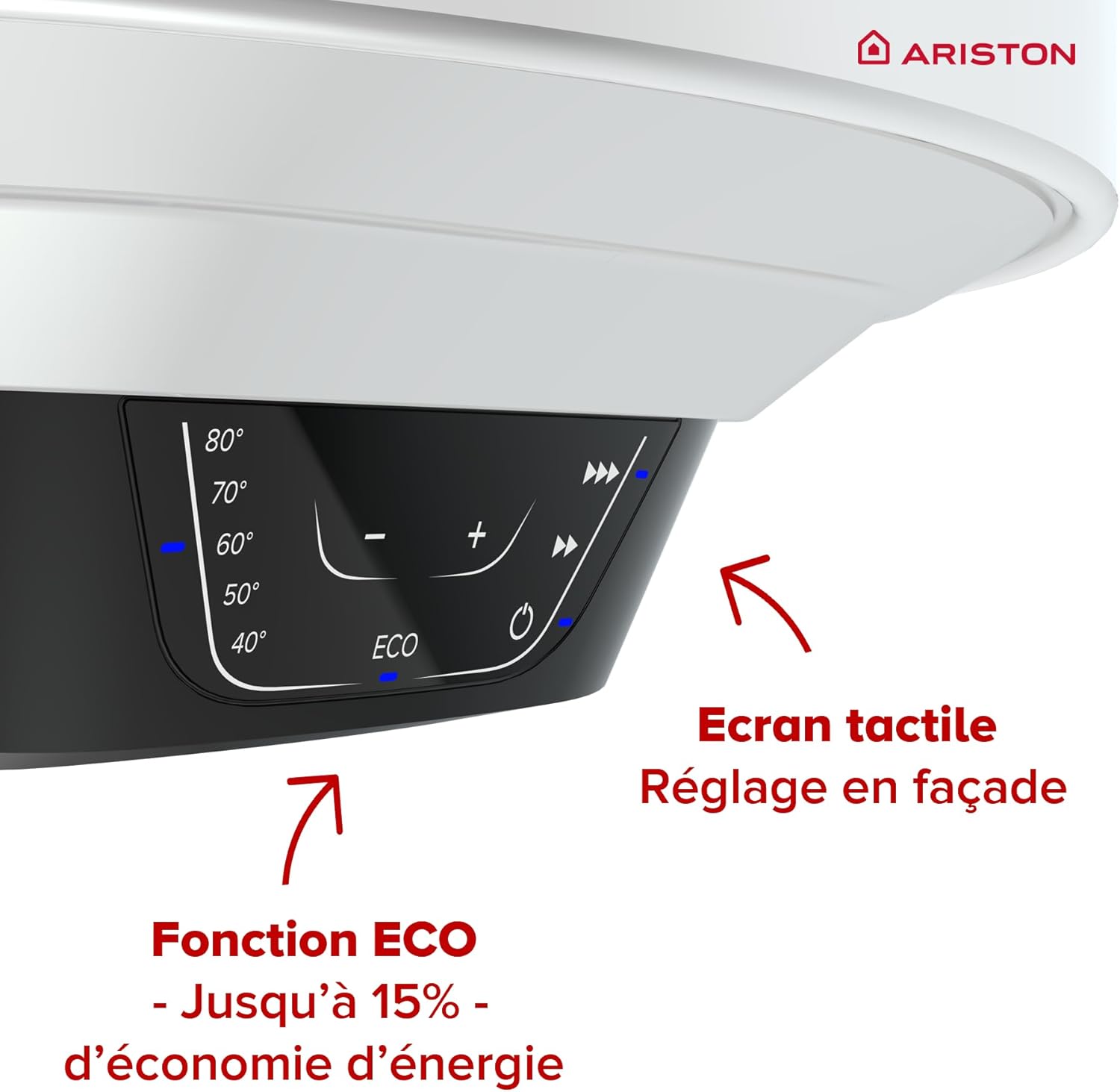PRO1 ECO 80L - Chauffe-eau Electrique Vertical Mural Ø450 mm - Intelligent Fonction ECO - Classe B - Conçu et fabriqué pour être installé en France