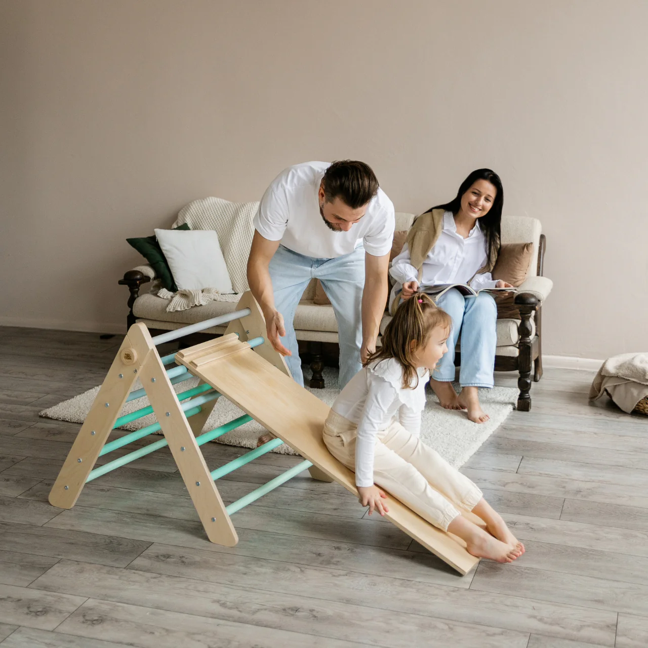 Set di triangolo di Pikler e tavola bifacciale