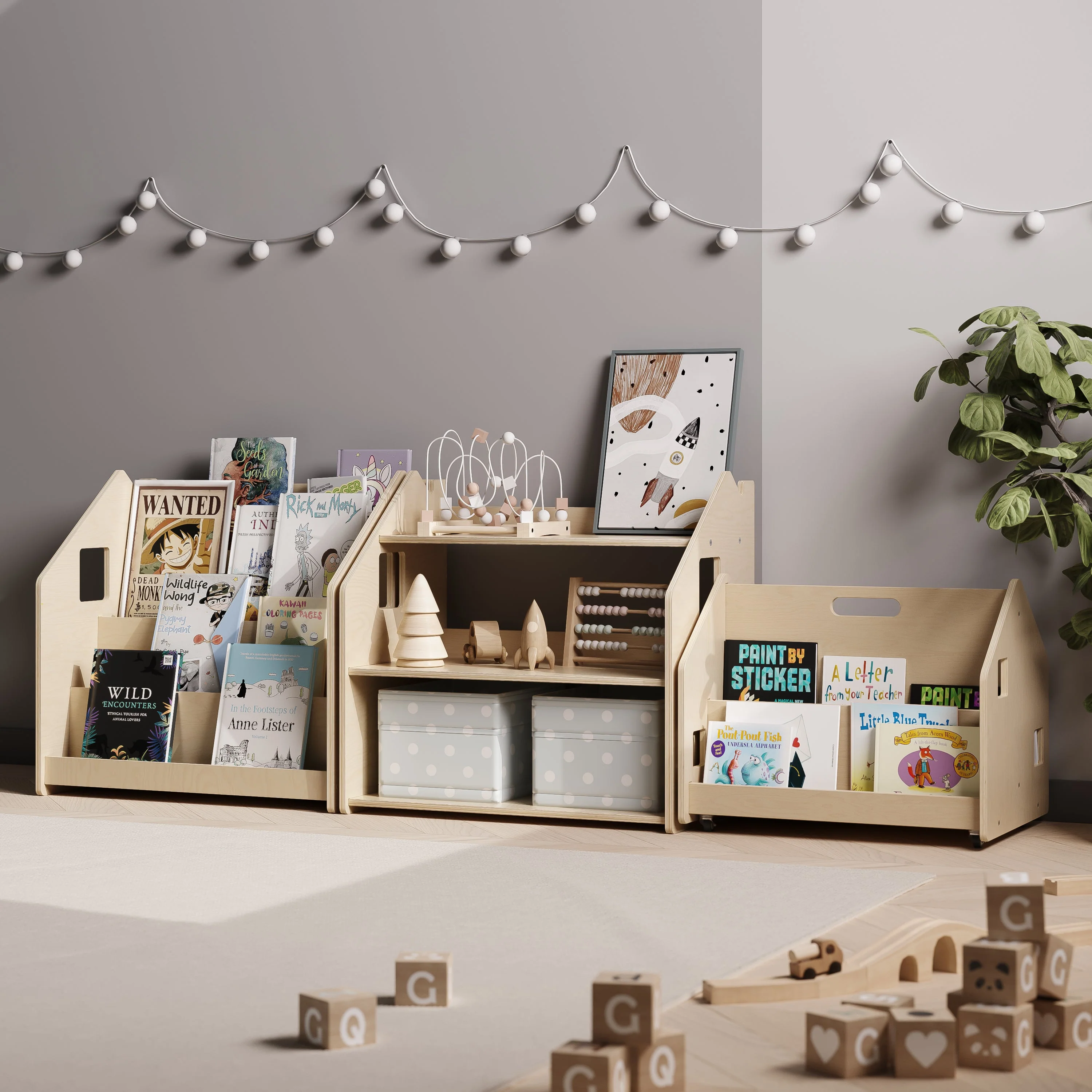 Libreria reversibile su ruote BusyKids - Natura