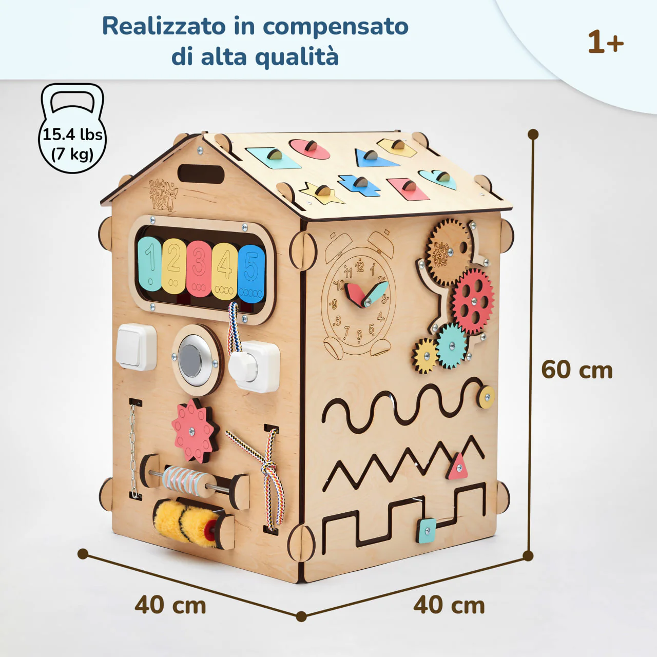 Casetta Montessori in Legno Natura e Busy Cube set