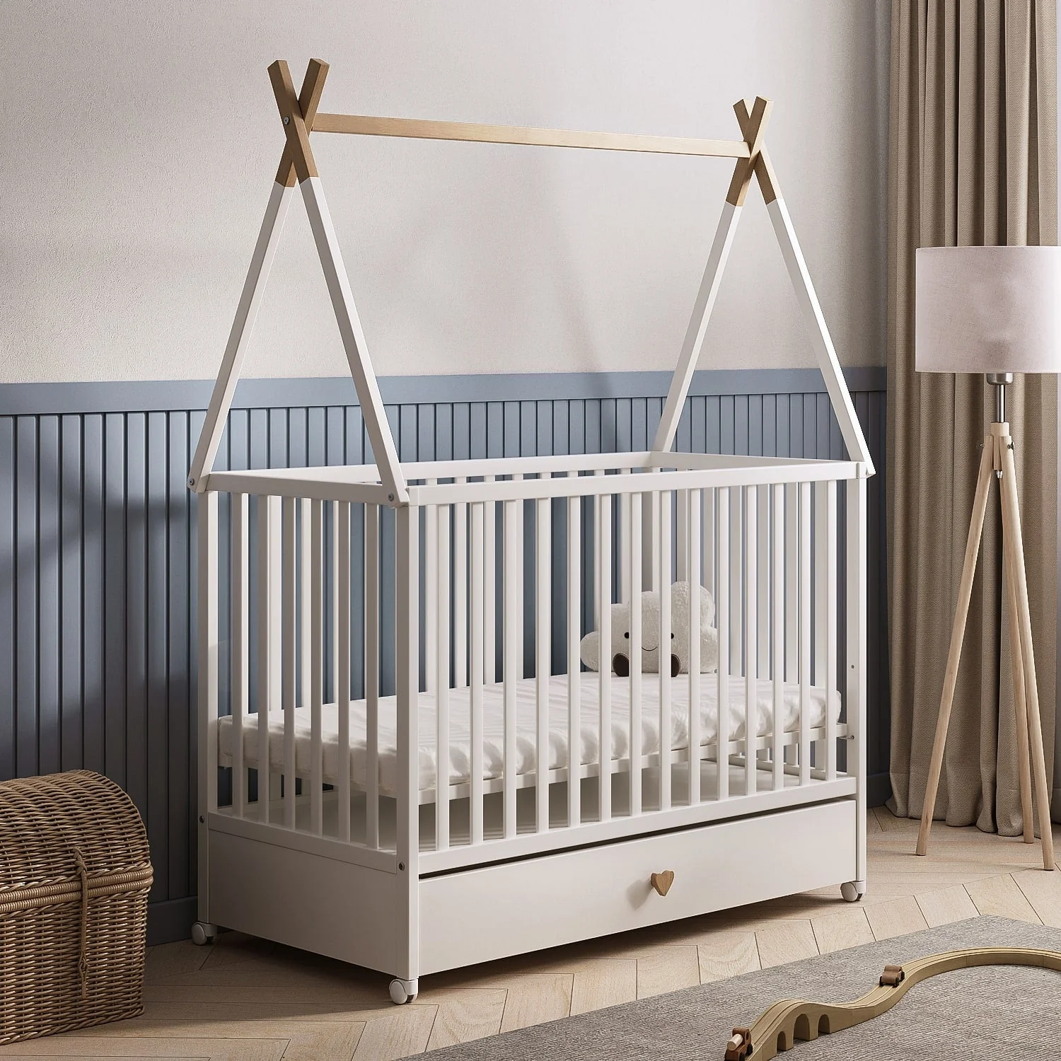 Letto per bambini BK WIGWAM MAX con cassetto e ruote 120×60 cm