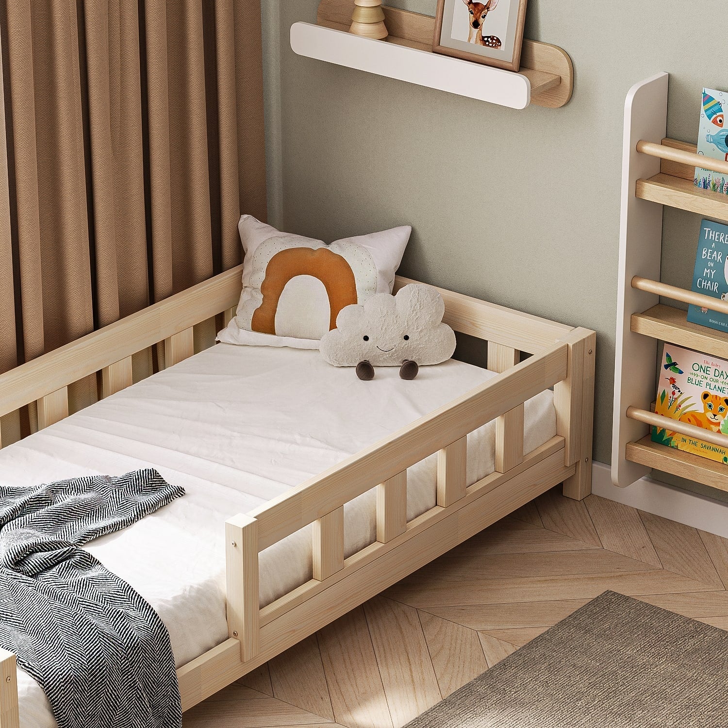 Letto singolo BusyKids STANDART-MAX con sponda frontale di protezione