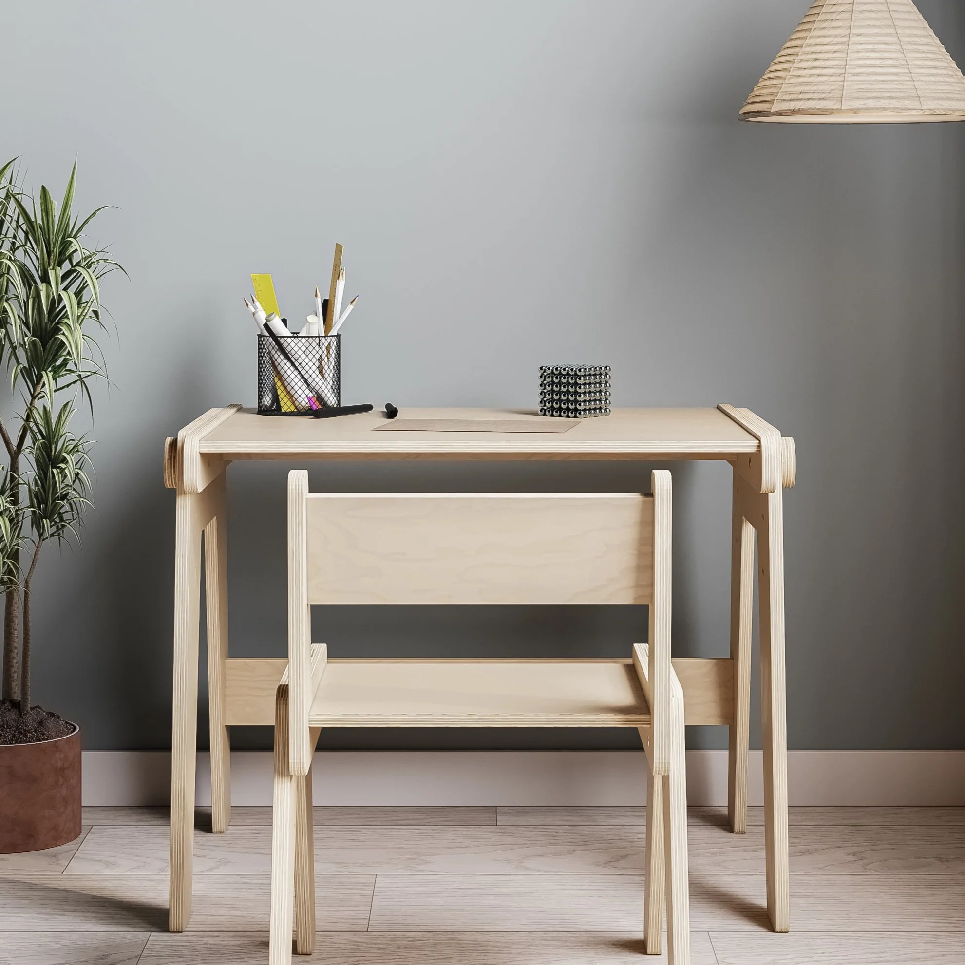 Tavolo Montessori e sedia per bambini - Natura