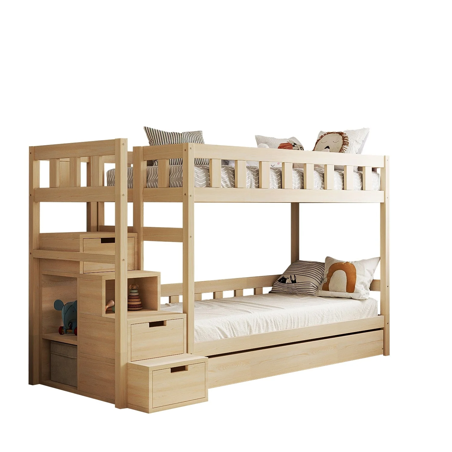 BusyKids Letto a castello TOTO-TWIN MAX con scala e spazio contenitore 200x90 cm