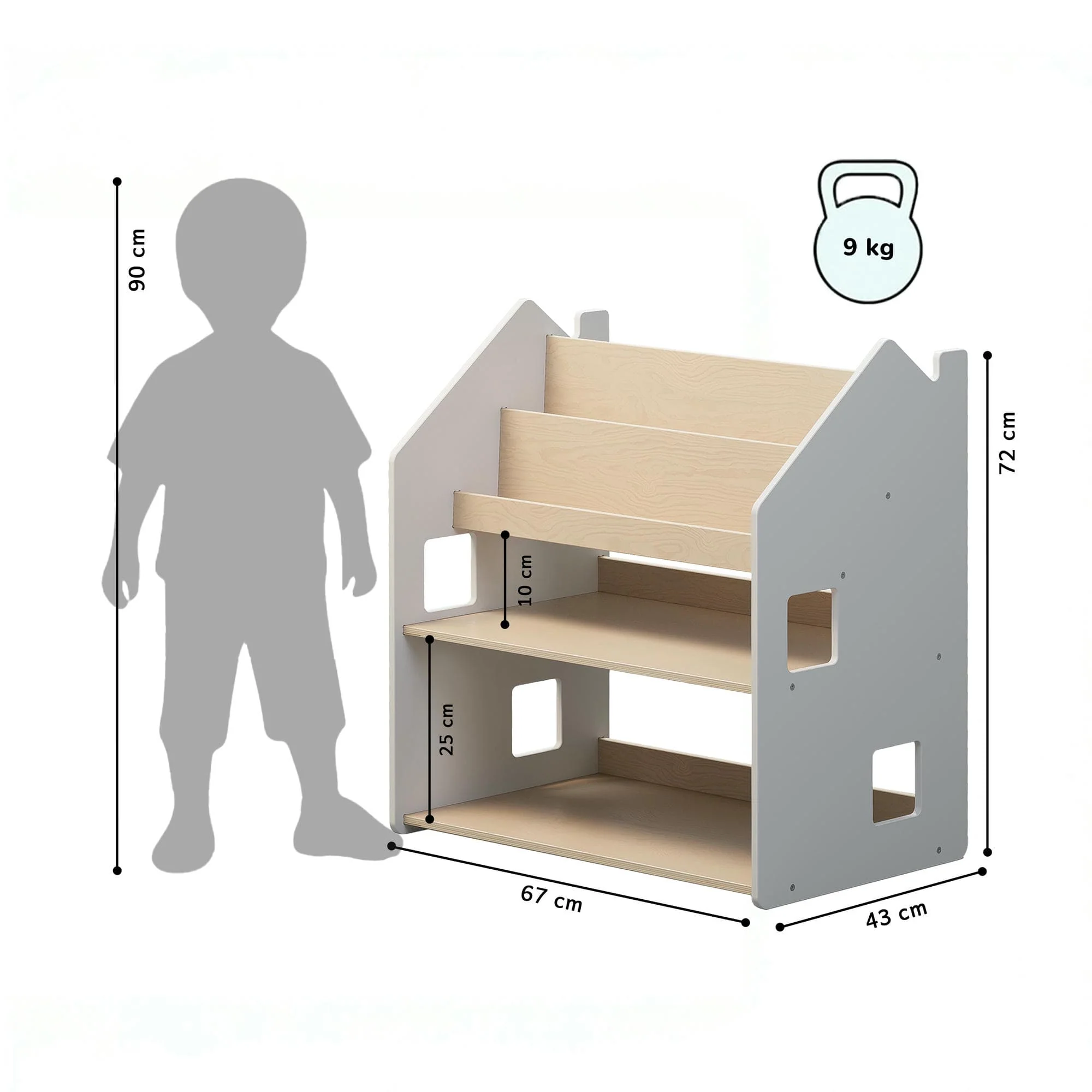 Scaffale Montessori 2-in-1 universale - Bianco