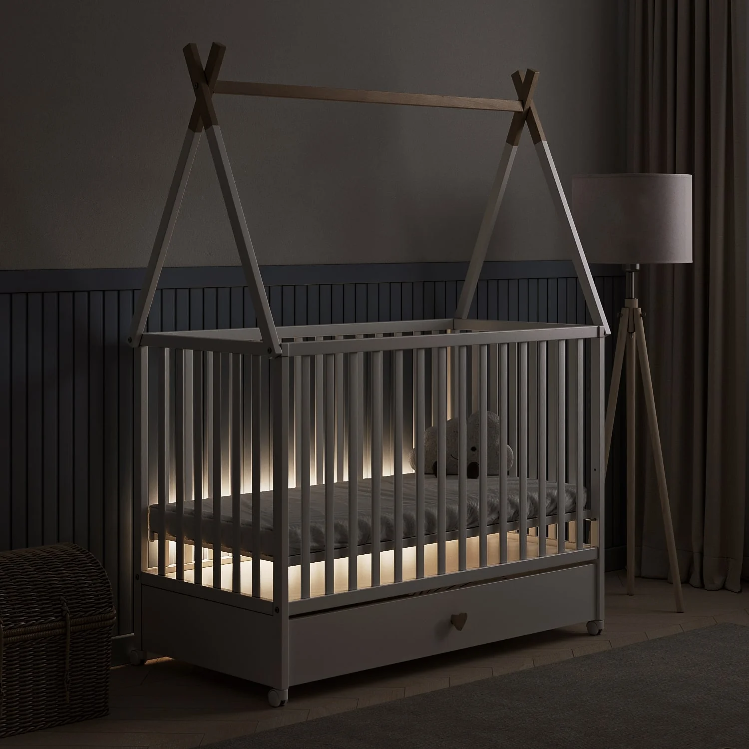 Letto per bambini BK WIGWAM MAX con cassetto e ruote 120×60 cm