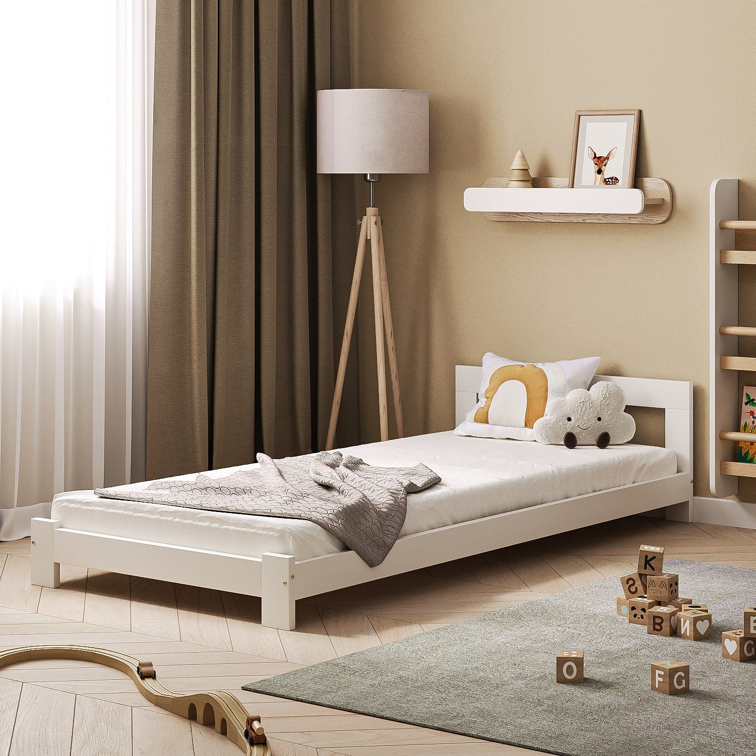 Letto singolo in legno per bambini BusyKids BASE con testiera