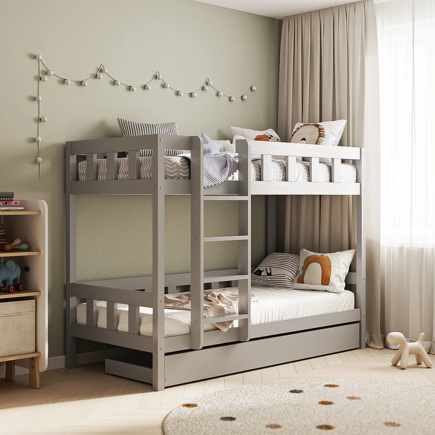 BusyKids Letto a Castello TOTO-TWIN con Scala – per due bambini 200×90 cm