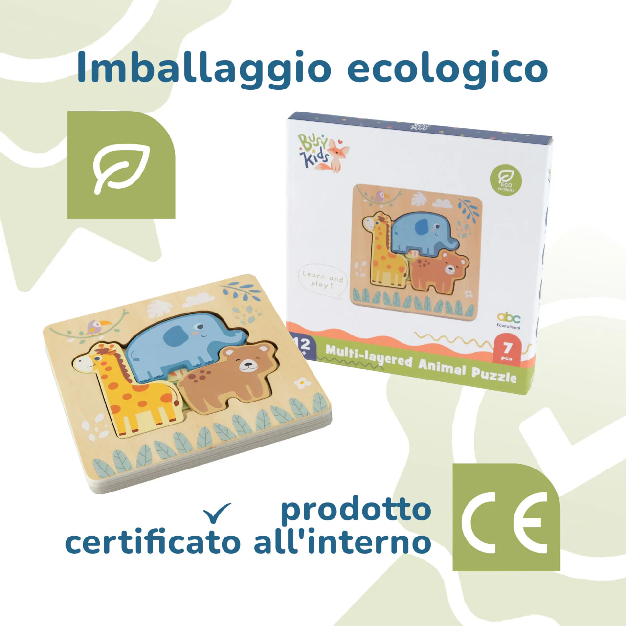Puzzle multi-livello “Animali” BusyKids