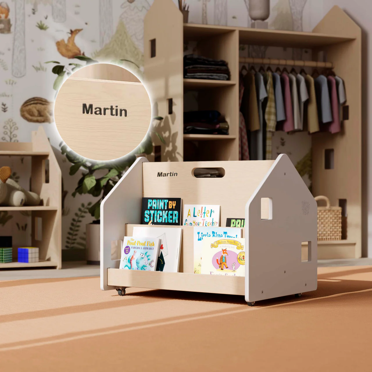 Libreria reversibile su ruote BusyKids - Bianco