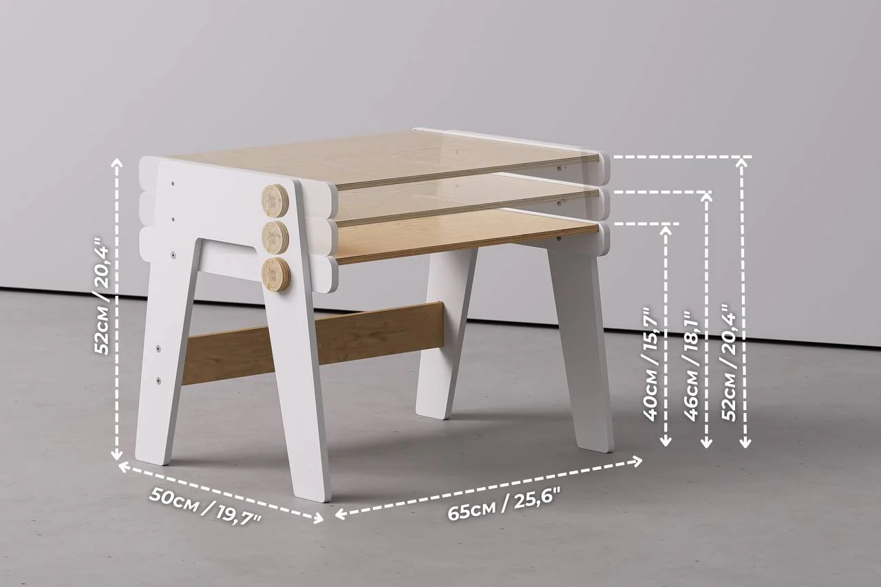 Tavolo Montessori e sedia per bambini - Bianco