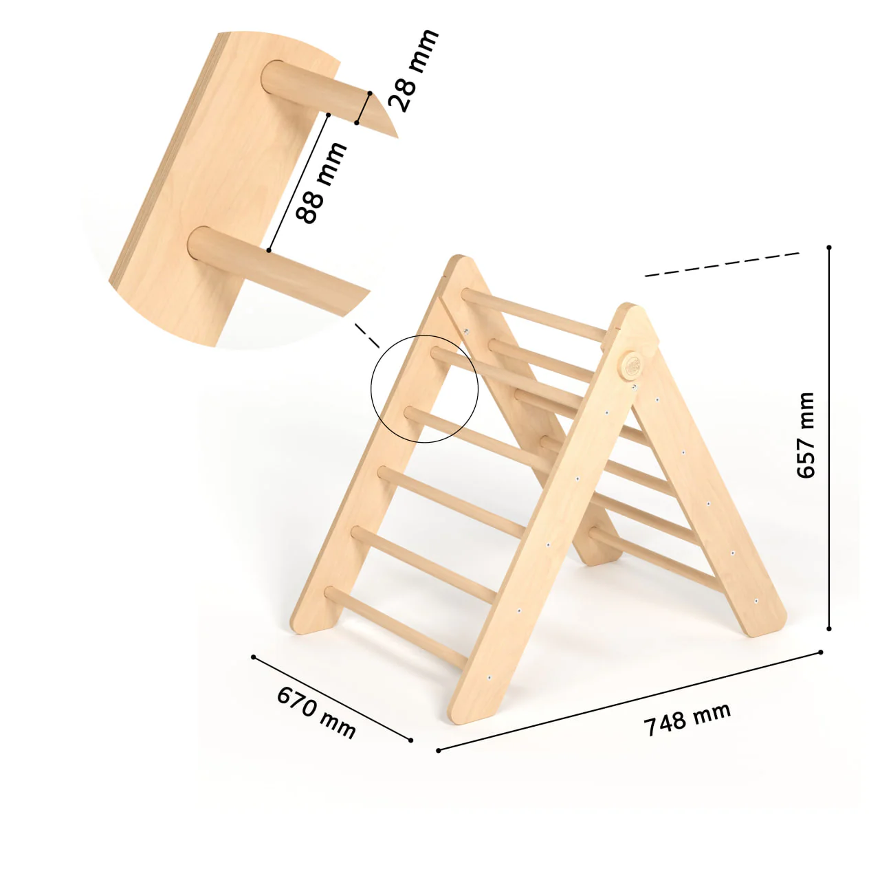 Set di triangolo di Pikler e tavola bifacciale