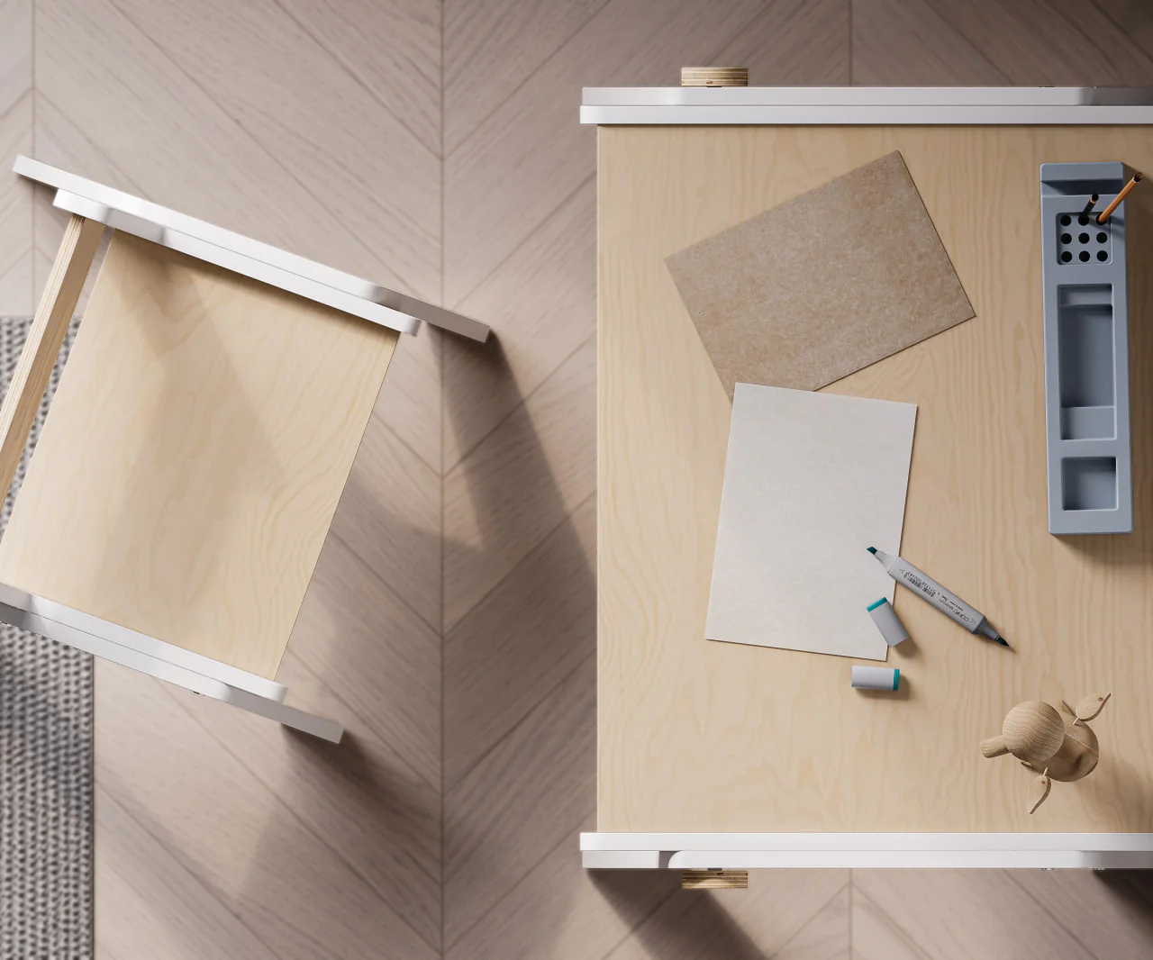 Tavolo Montessori e sedia per bambini - Bianco