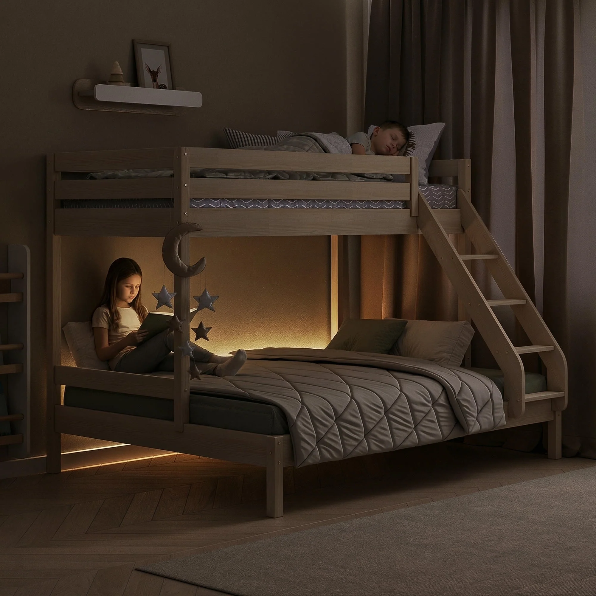 Letto a castello in legno BusyKids FAMI-MAX per 3 persone 200×90/200×140 cm