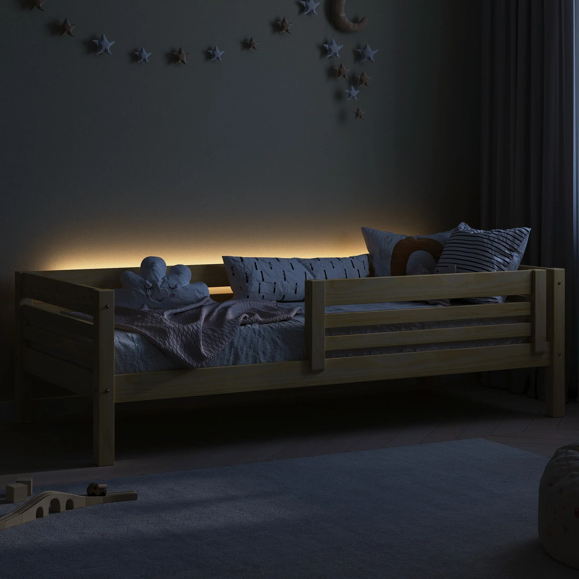 BusyKids Letto alto per bambini TOTO con sponda laterale