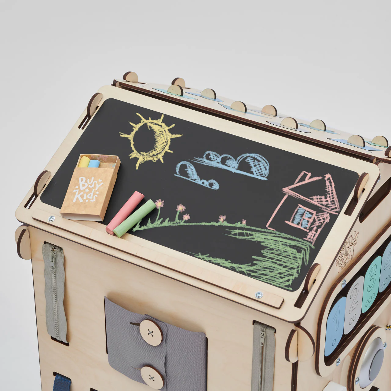 Casetta Montessori in Legno Natura Menta e Busy Cube set