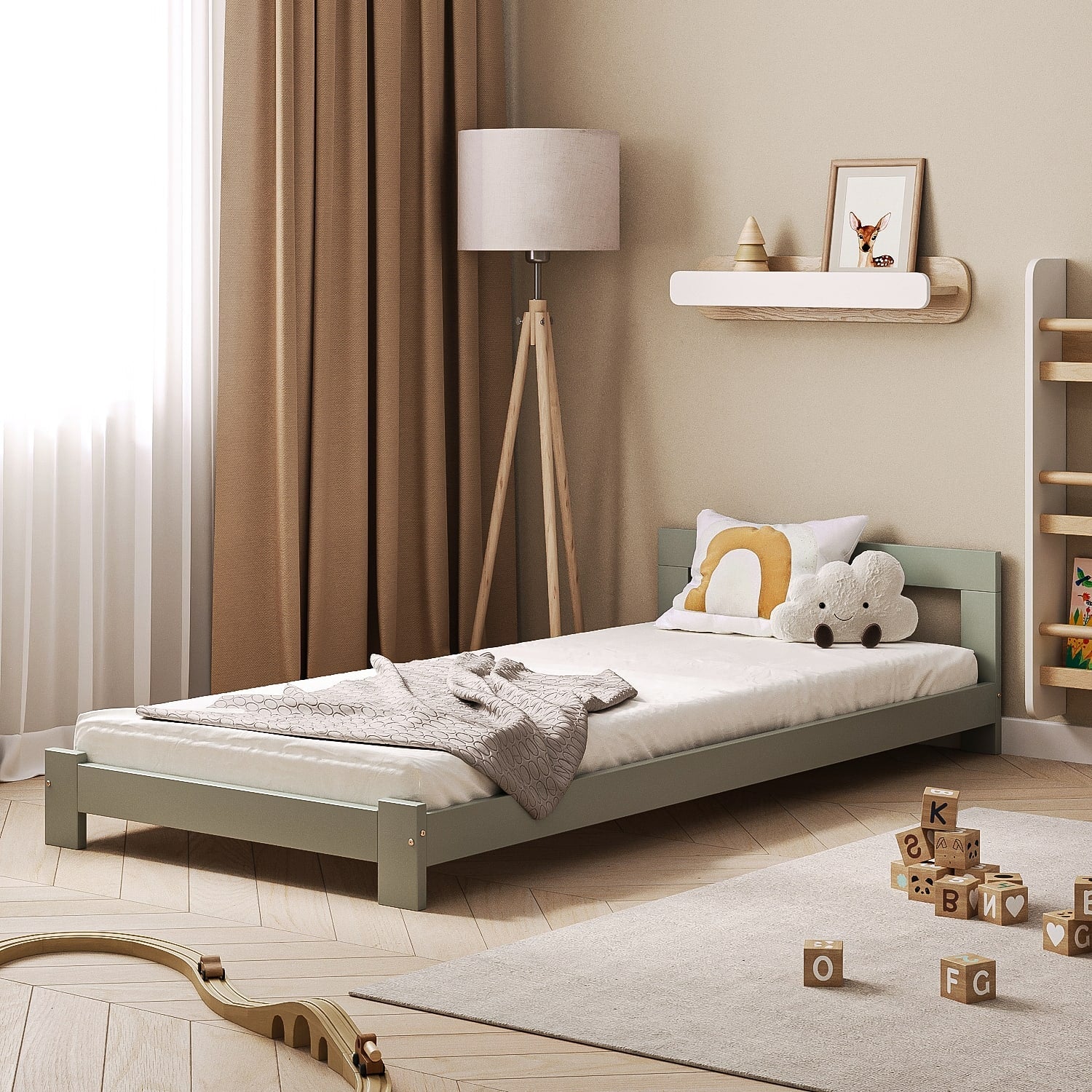 Letto singolo in legno per bambini BusyKids BASE con testiera