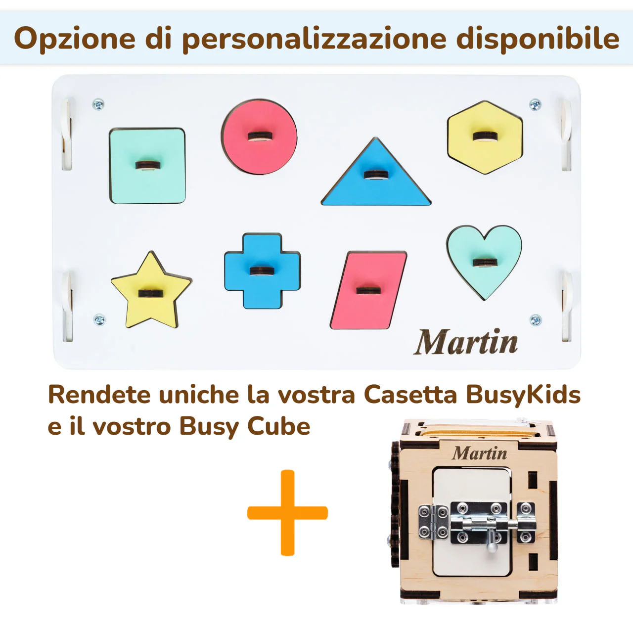 Casetta Montessori in Legno Bianco e Busy Cube set
