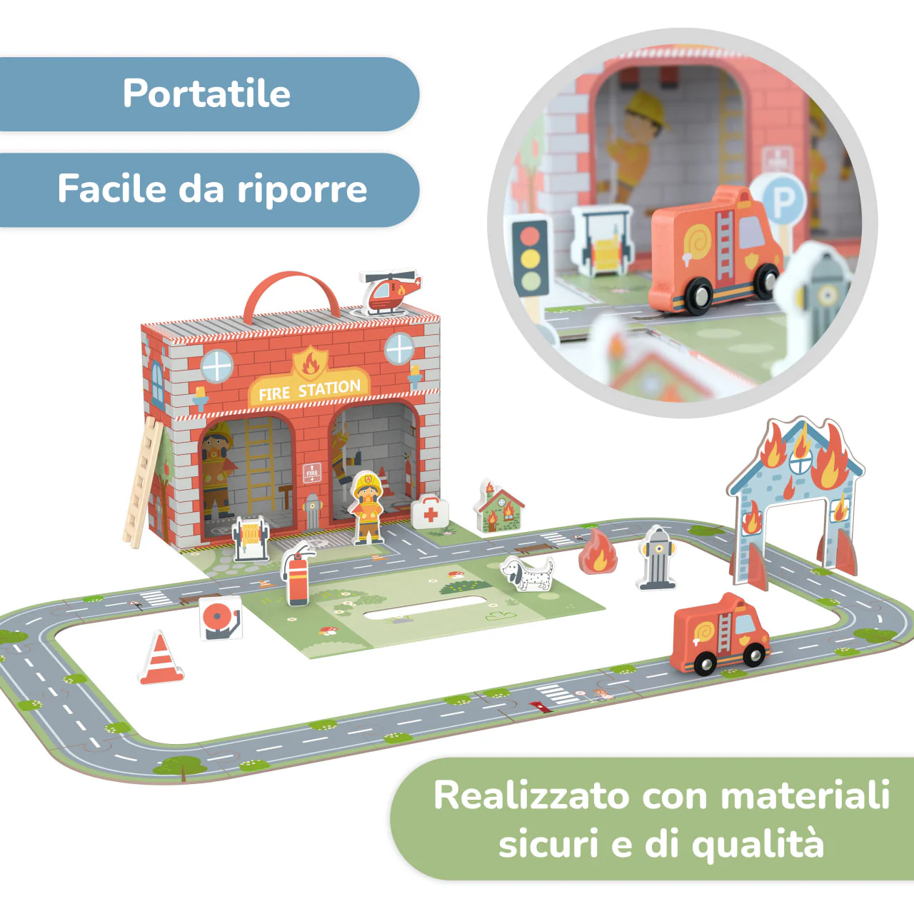Set di gioco mobile “Caserma dei vigili del fuoco” BusyKids