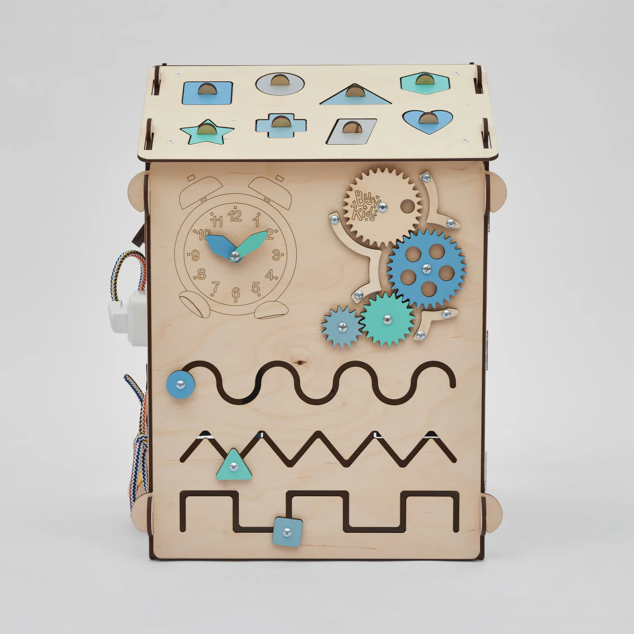 Casetta Montessori in Legno Natura Menta e Busy Cube set