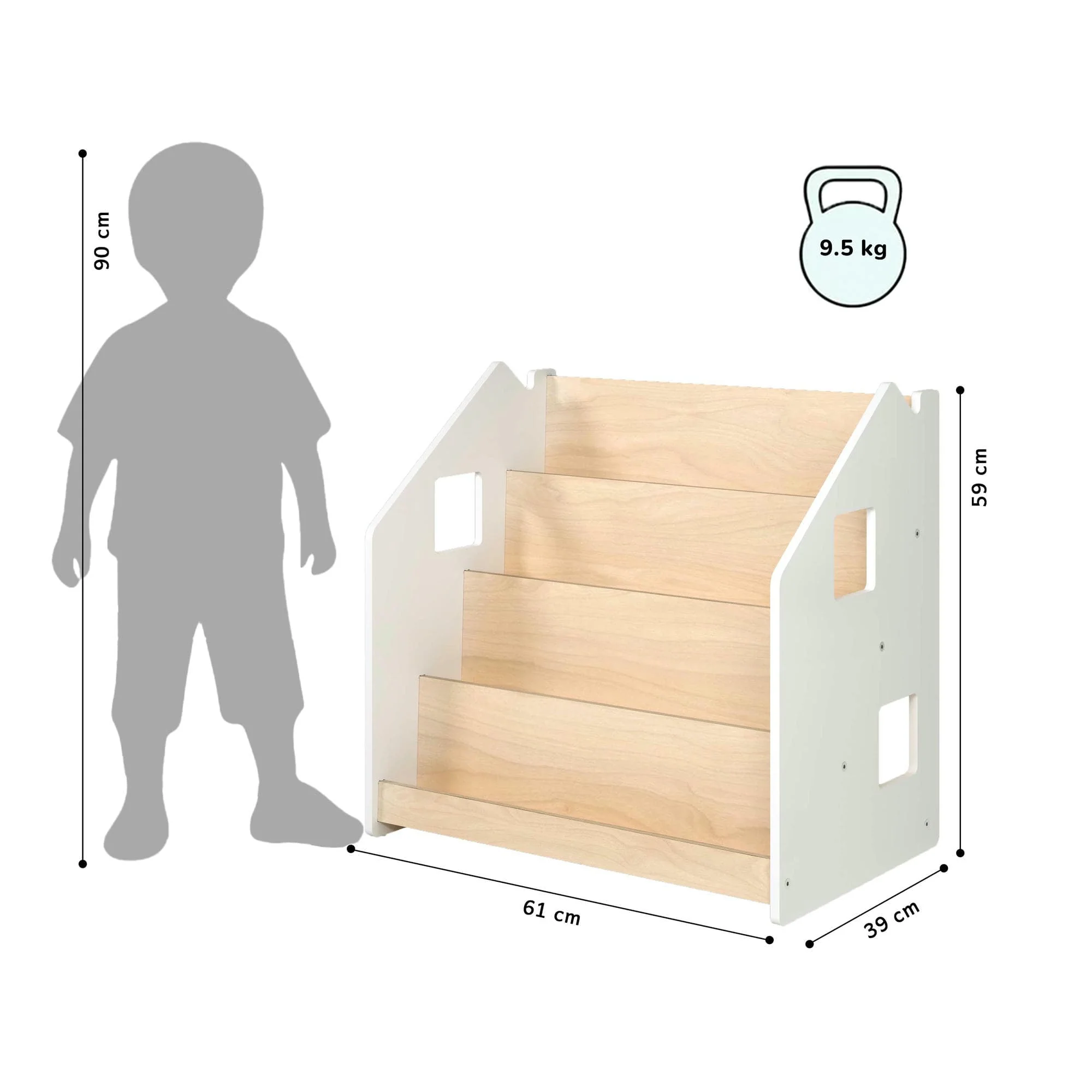 Libreria montessoriana BusyKids - Bianco e Grigio