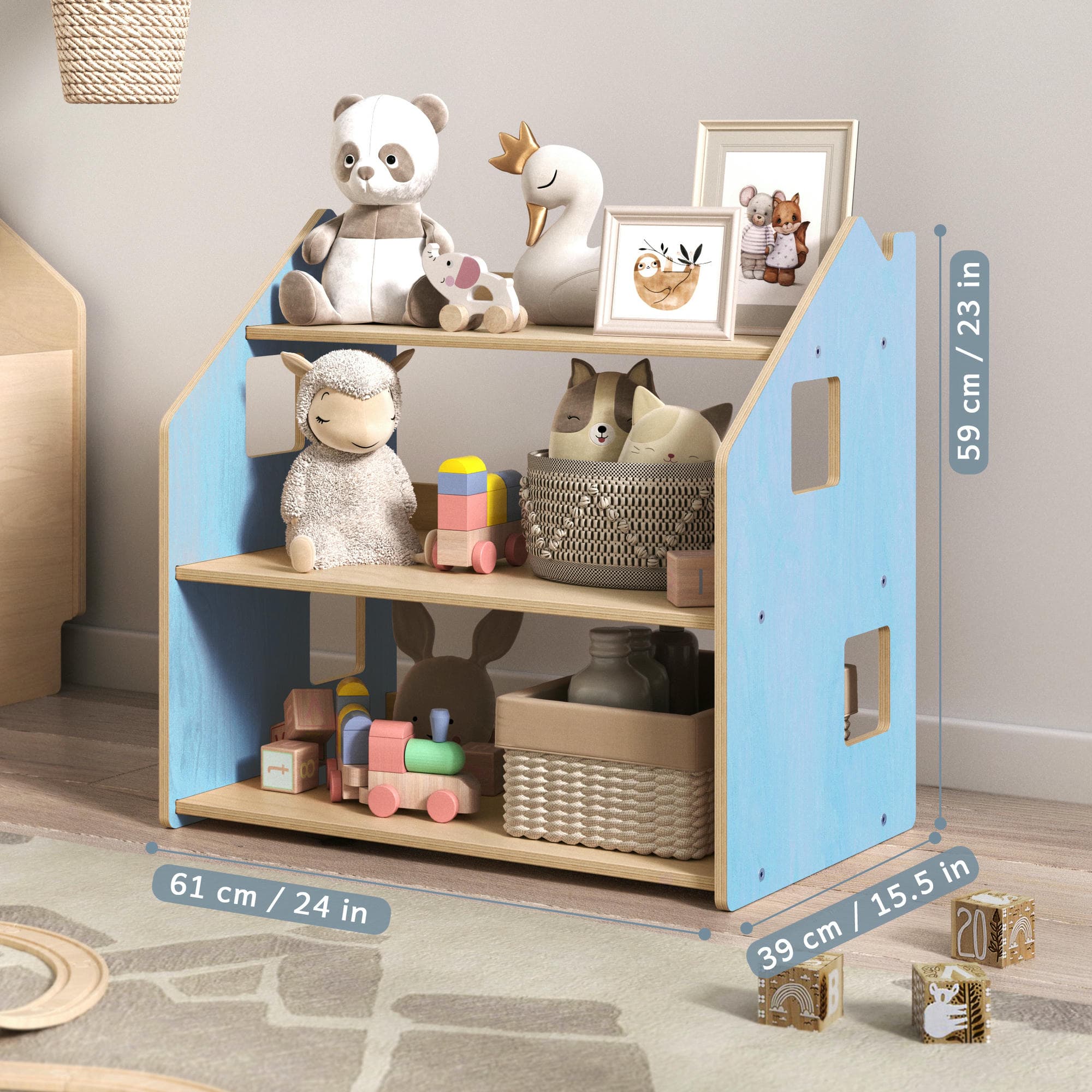 Scaffale portagiochi BusyKids - celeste / rosa