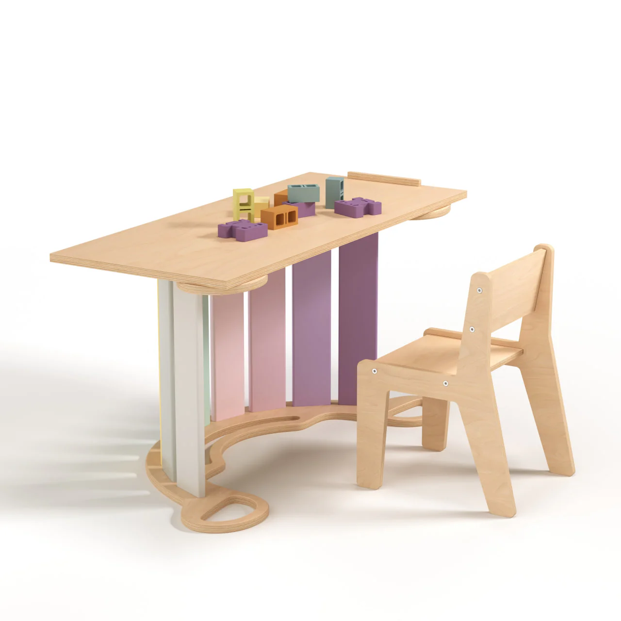 BusyKids Altalena e tavola bifacciale + sedia - colore pastello