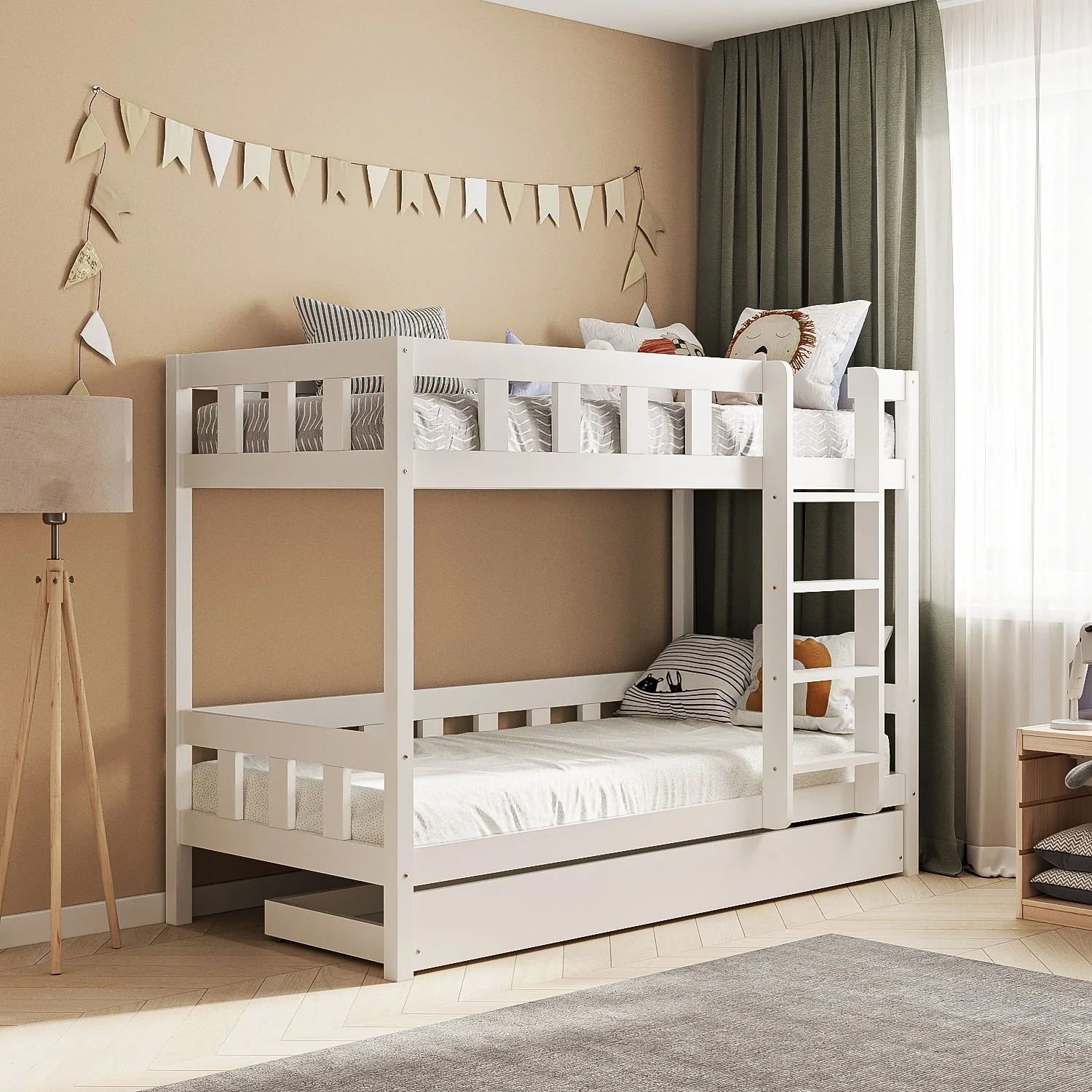 BusyKids Letto a Castello TOTO-TWIN con Scala – per due bambini 200×90 cm