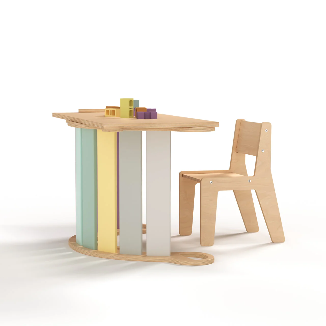 BusyKids Altalena e tavola bifacciale + sedia - colore pastello