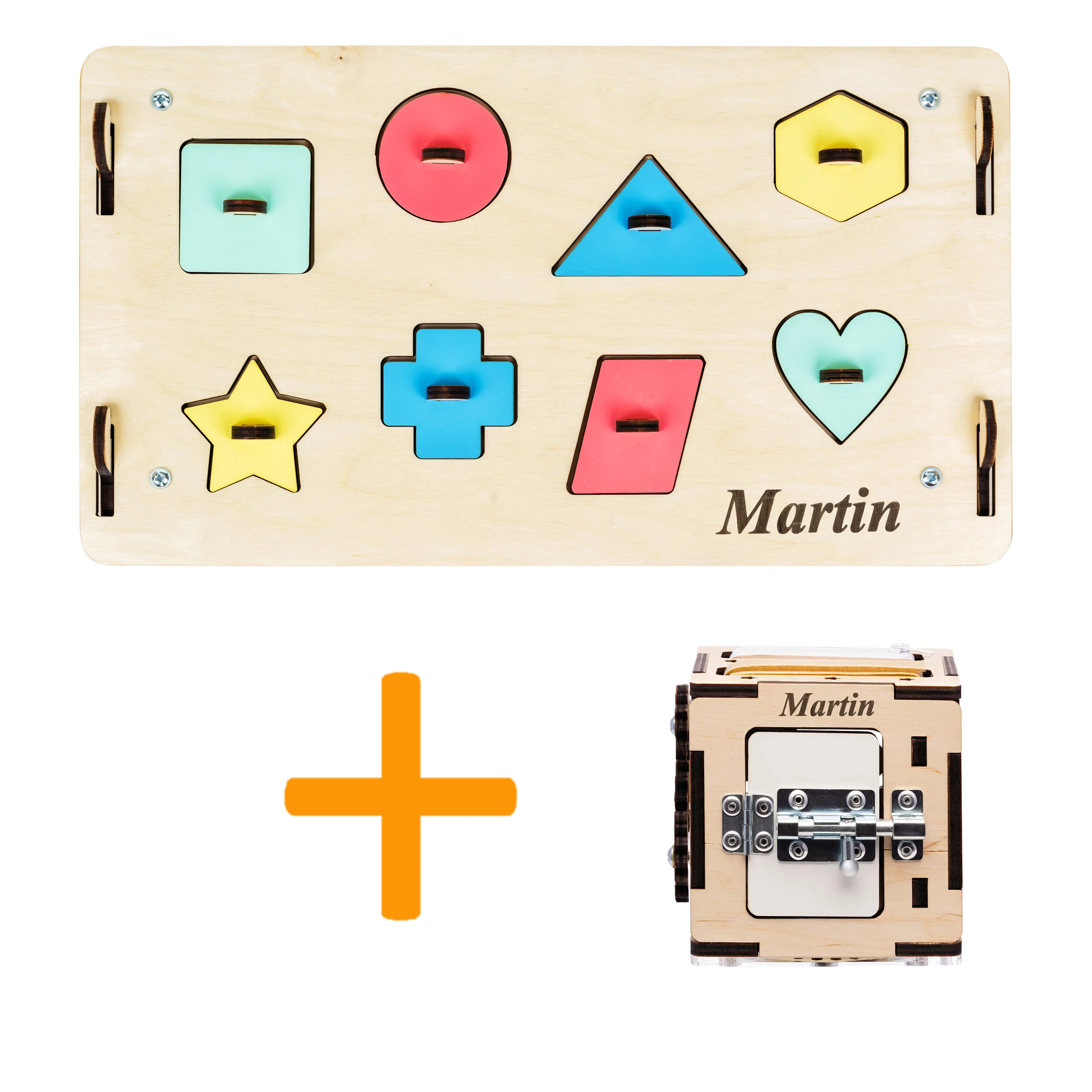 Casetta Montessori in Legno Natura e Busy Cube set